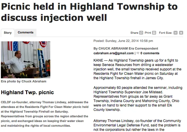 Community meeting to discuss fracking injection well