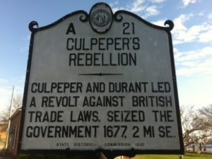 Culpeper Rebellion Sign