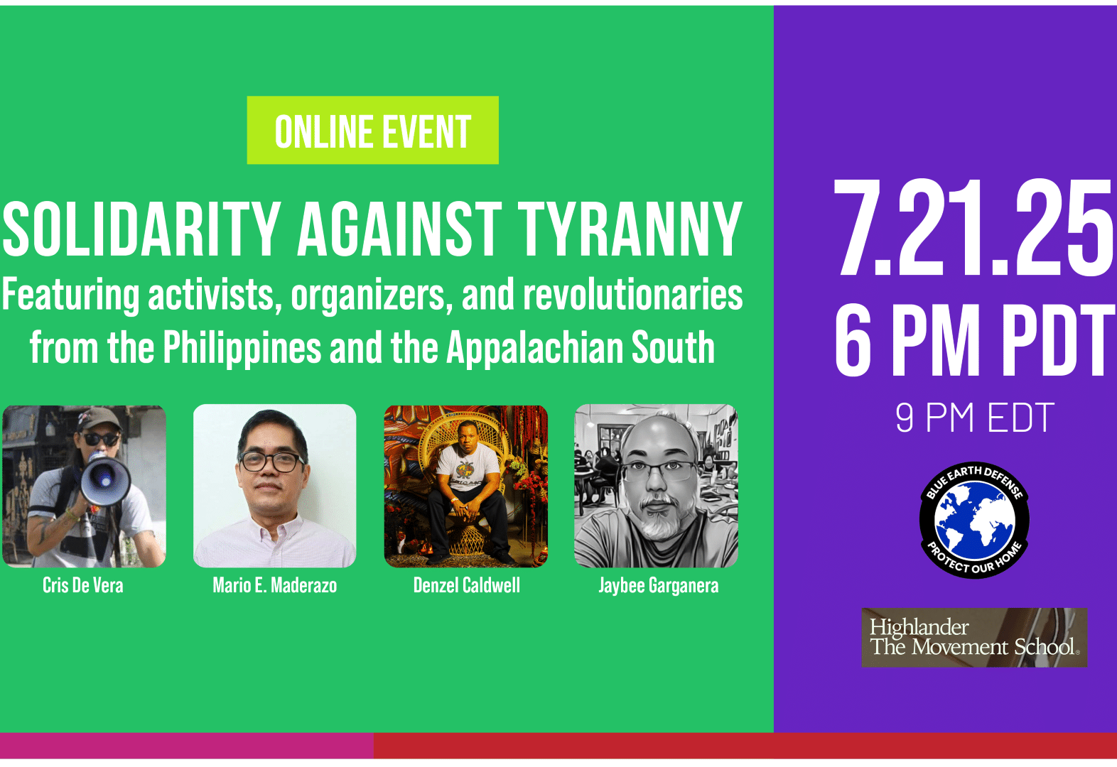 Online Event: Solidarity Against Tyranny: Frontline Resistance Insights from the Philippines and Appalachian South